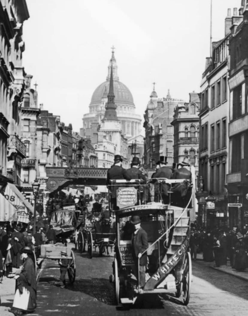 A very busy Ludgate Circus 

(1870s)