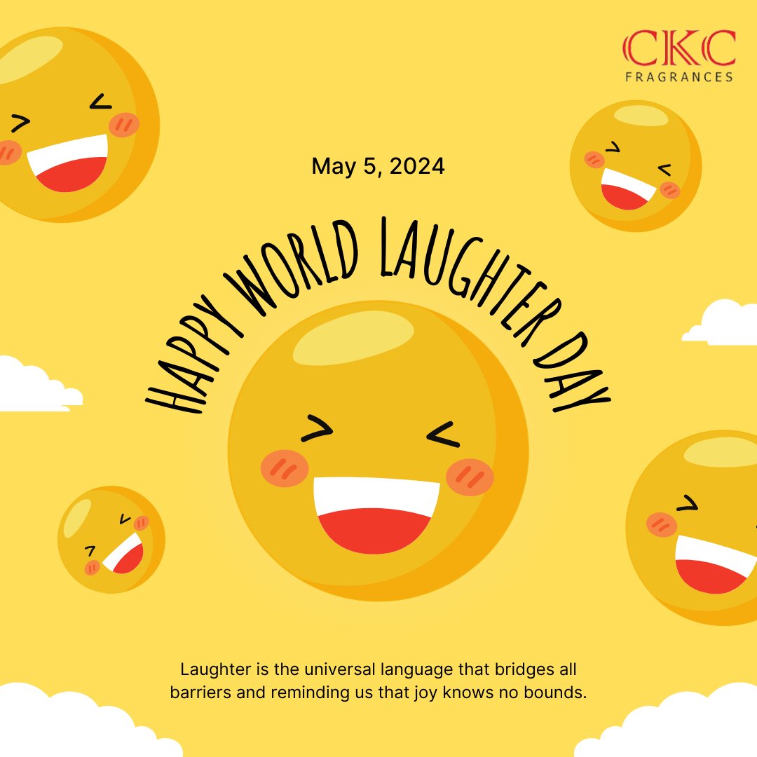 Embrace the Joy: Celebrating World Laughter Day! 😄
Let's spread positivity and laughter around the globe today and every day.

#WorldLaughterDay #SpreadJoy #LaughMore #PositiveVibes #HappinessIsContagious #LaughterIsTheBestMedicine  #SpreadTheLove #RishabhCKothari #ckcfragrances