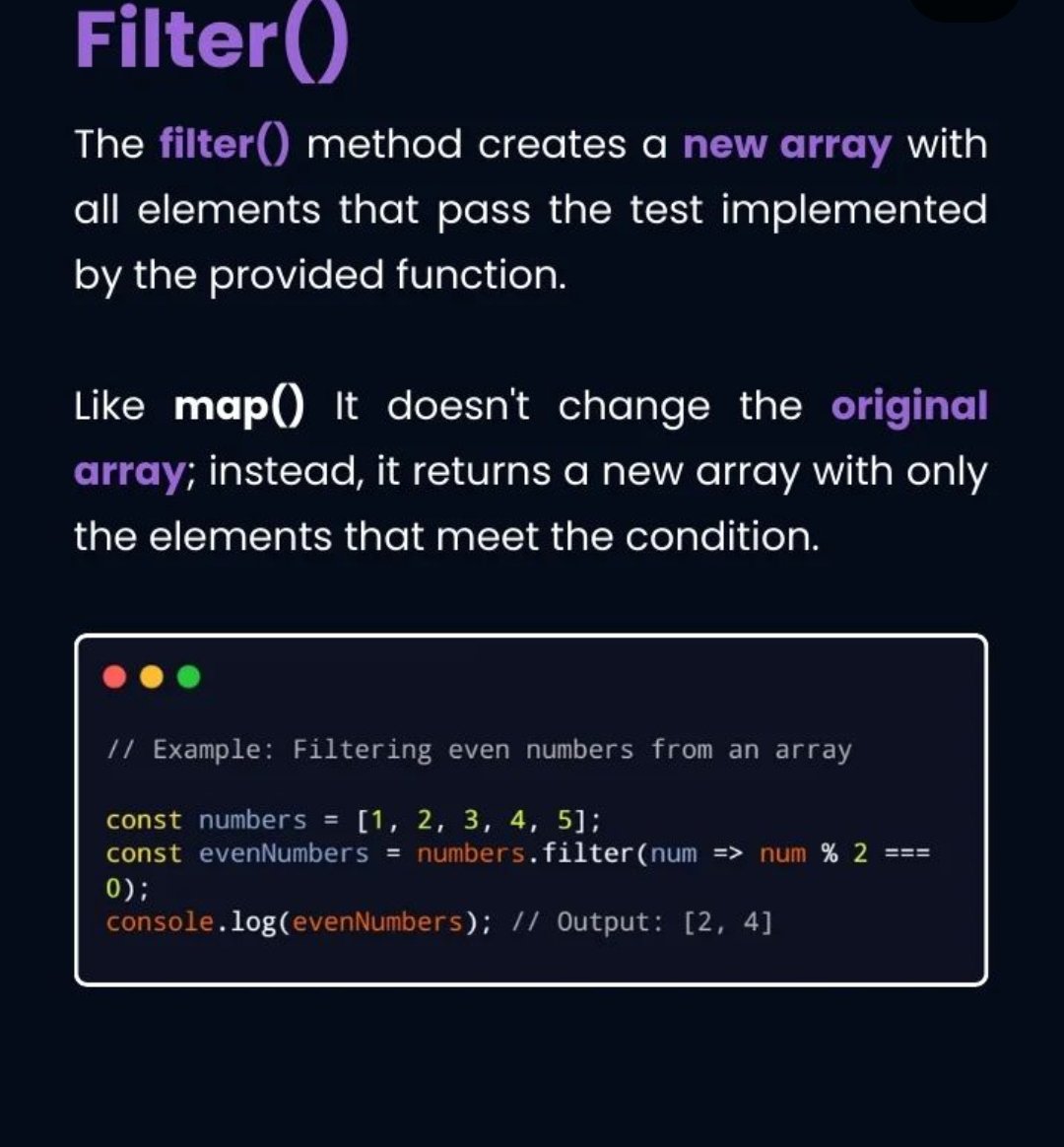 #javascript #FrontEndDevelopment 
#frontend 

Filter function in javascript