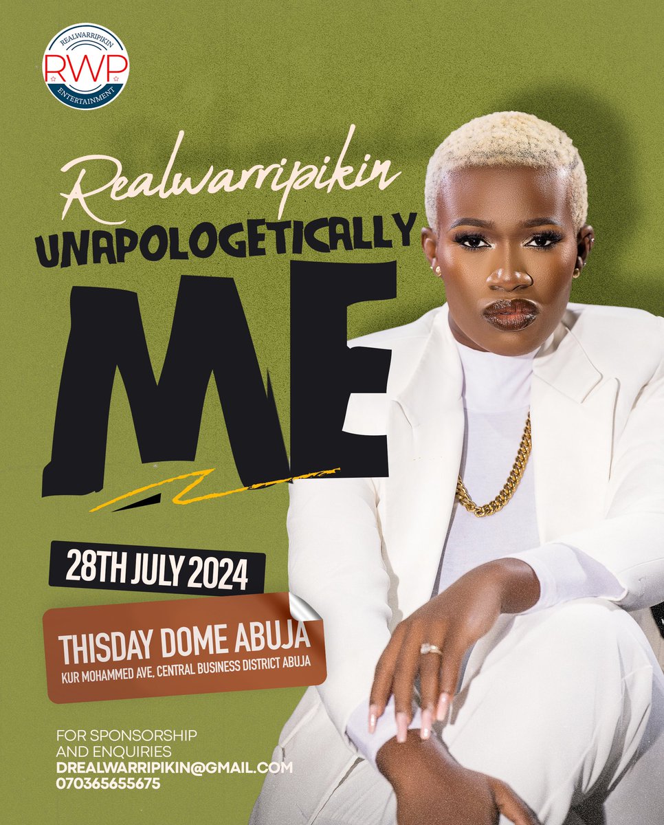 Abuja let’s make sweet love again❤️
Unapologetically Me Tour 2024😎

Date: July 28th 
Venue: Thisday Dome Abuja

Get ready because this one is gonna hit different!
Tickets out soon 🎫

#rwpunapologeticallyme #unapologeticallymetour