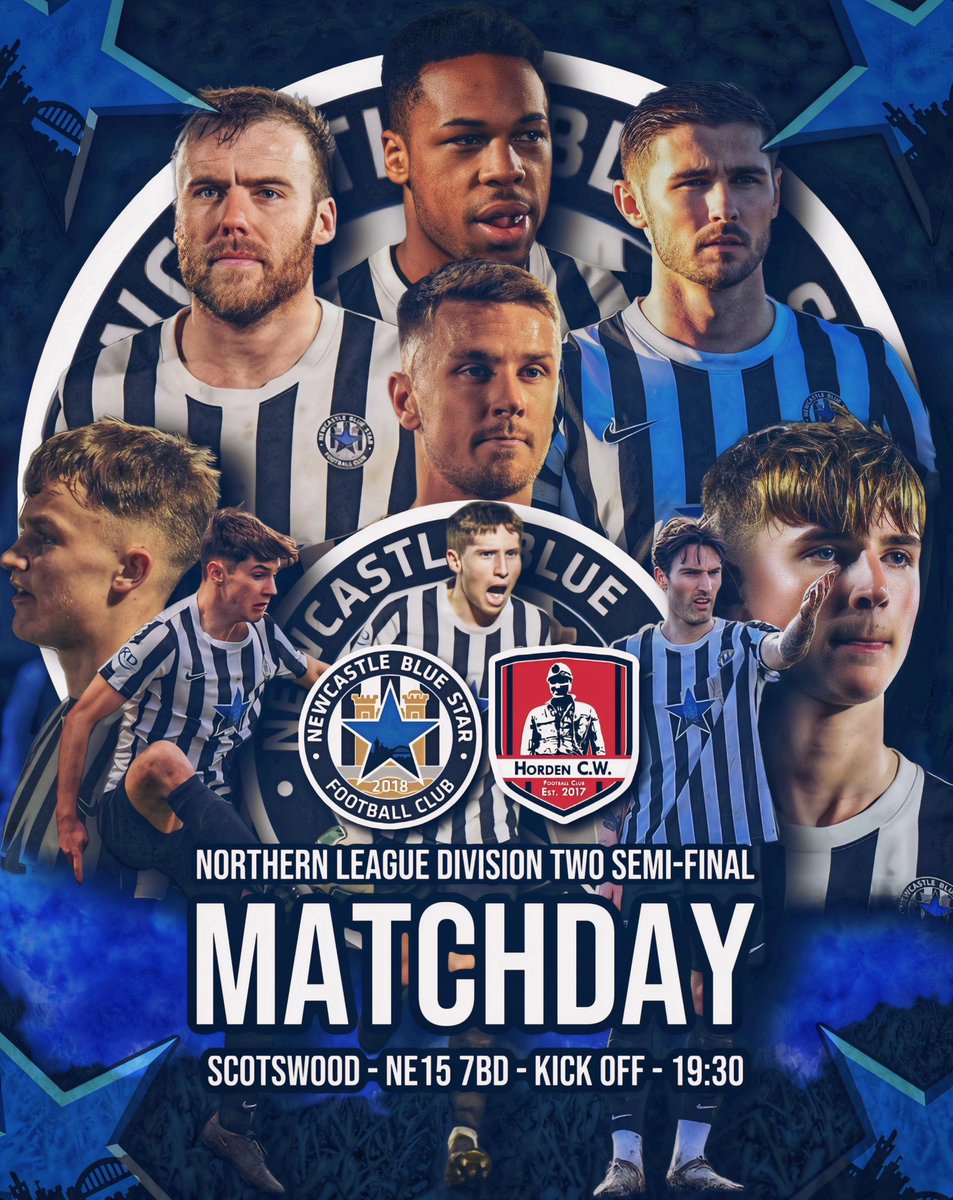 𝗜𝗧’𝗦 𝗠𝗔𝗧𝗖𝗛𝗗𝗔𝗬𝗬𝗬𝗬! The biggest game of our short, but eventful, history. 🔵⭐️ A place in the Division 2 play off final, up for grabs. 🏆 19:30 KO, tickets available on the gate. 🎟️ Thank you to Joe for another 🔥 graphic, and all his work this season. 💙