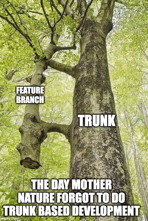 Friday DevOps Fun 🤣
The day mother nature forgot to do trunk based development
#devops #meme