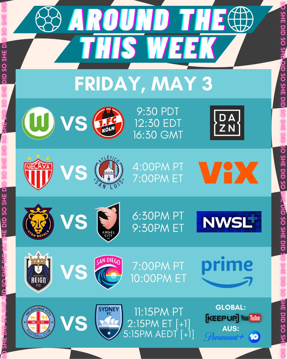 🏟Friyay delivers with @DFB_Frauen, @LigaBBVAFemenil, @nwsl, @aleaguewomen Grand Final! Who will come out on top?

🏳️‍⚧️🏳️‍🌈🇩🇪🇲🇽🇺🇸🇦🇺🍉

#everyonewatcheswomenssports