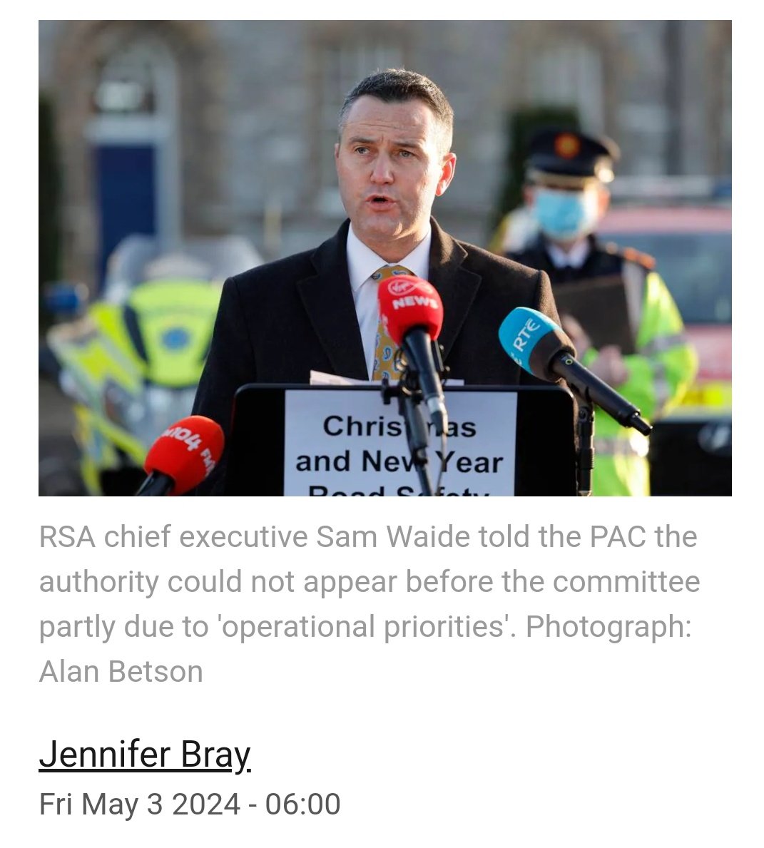 Social Democrats TD and deputy chair of the Public Accounts Committee Catherine Murphy has described as “incredible” a decision by the Road Safety Authority (RSA) not to appear before the PAC. #RSA #PAC irishtimes.com/politics/2024/…