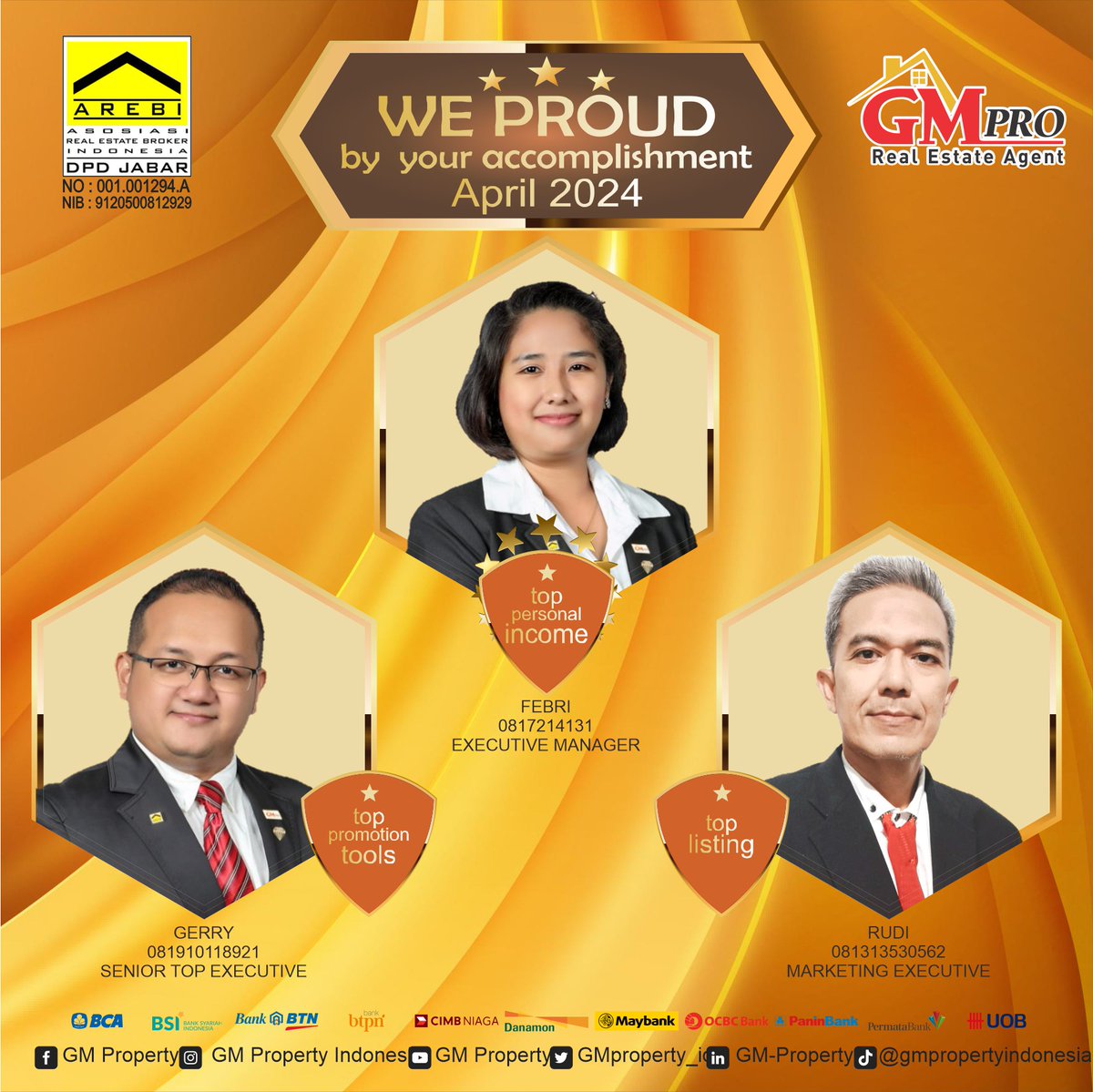 Amazing Accomplishment in April 2024.
Chase the Target in the next Month.

#fun #trust #success #gmpropertyindonesia #gmproperty #topmarketing #bestteam #workhard #worksmart #thinksmart #bestofthebest #konsisten #closingtime #jalaniproses #jualbelirumahbandung #spesialisarea