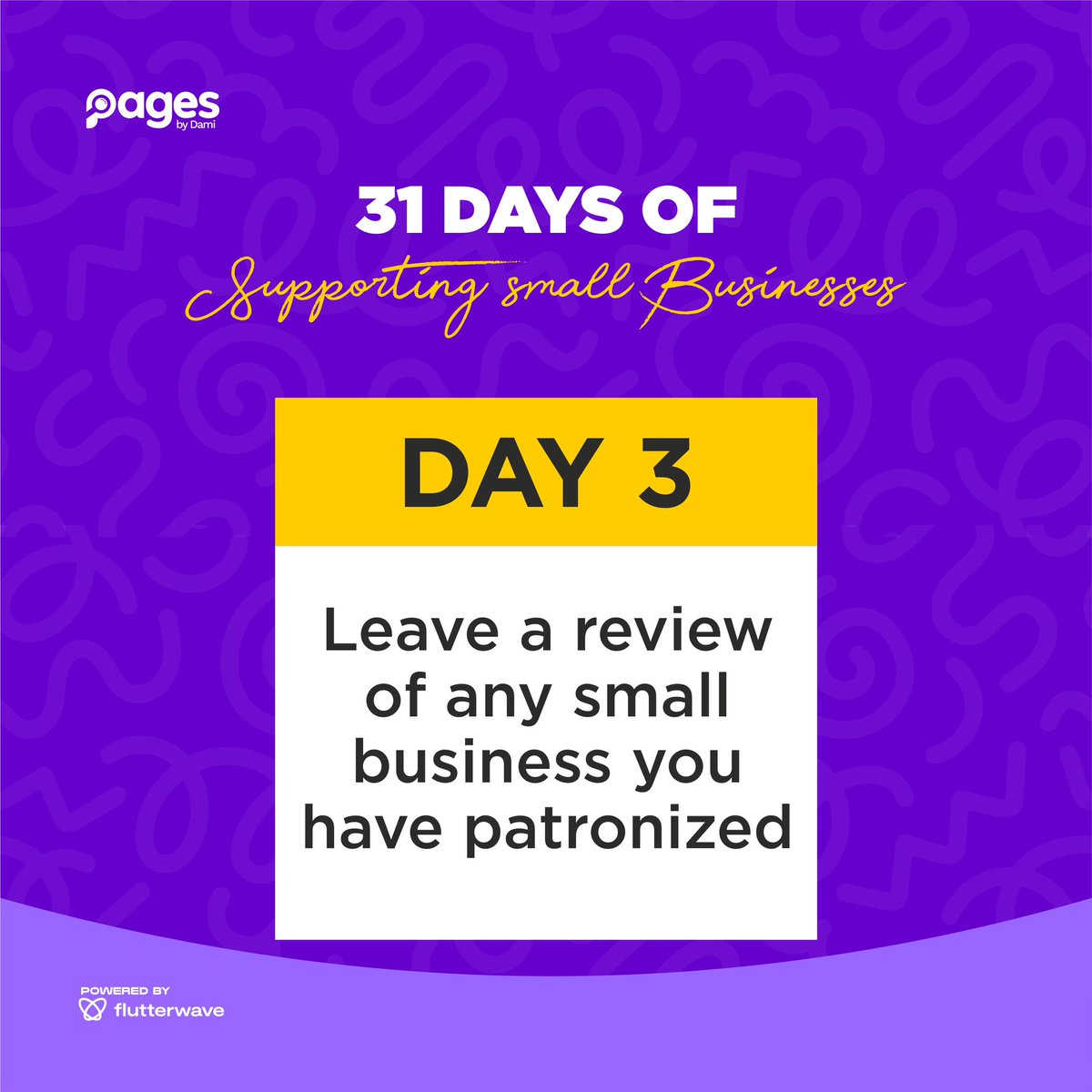Day 3! Leave a review of any small business you have patronizedddddd!!!
