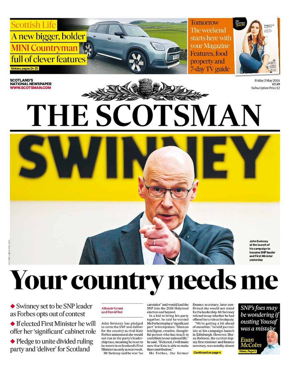 Today’s @TheScotsman front page