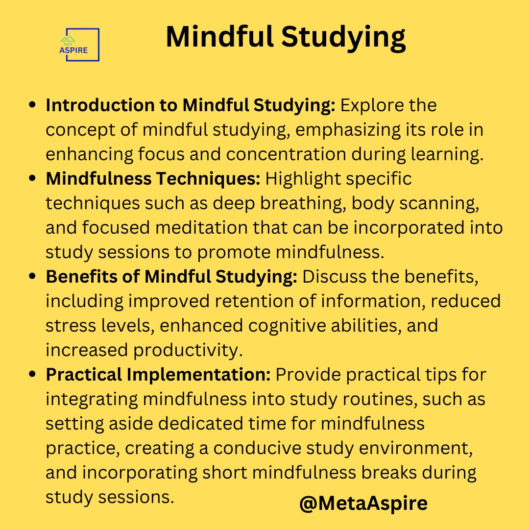 Level up your study sessions with mindfulness techniques! 📚✨ Cultivate focus and concentration for better learning outcomes. Enhance your study skills and academic performance. #Mindfulness #StudySkills @Maheshb03128803