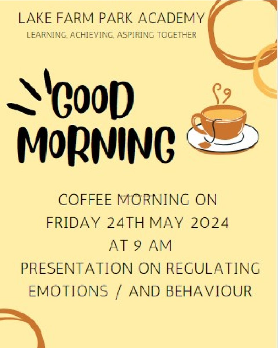 We are excited to invite you to a special coffee morning focused on the important topic of regulating emotions and behaviour. Regulating emotions and behaviour is a crucial skill for maintaining mental and emotional well-being. Come and join us 👍 #wellbeing #emotions