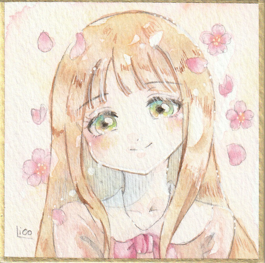 1girl solo long hair looking at viewer blush smile brown hair  illustration images