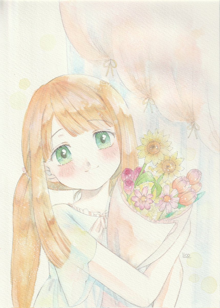 1girl solo long hair looking at viewer blush smile brown hair  illustration images