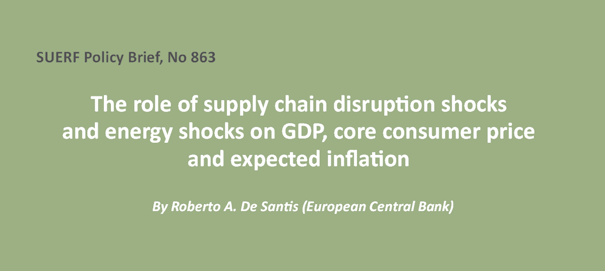 #SUERFpolicybrief “The role of supply chain disruption shocks and energy shocks on GDP, core consumer price and expected inflation” by Roberto A. De Santis, @ecb tinyurl.com/3fxn9kpt #SupplyChainDisruptionShocks #EnergySupplyShocks #InflationExpectations #SVAR