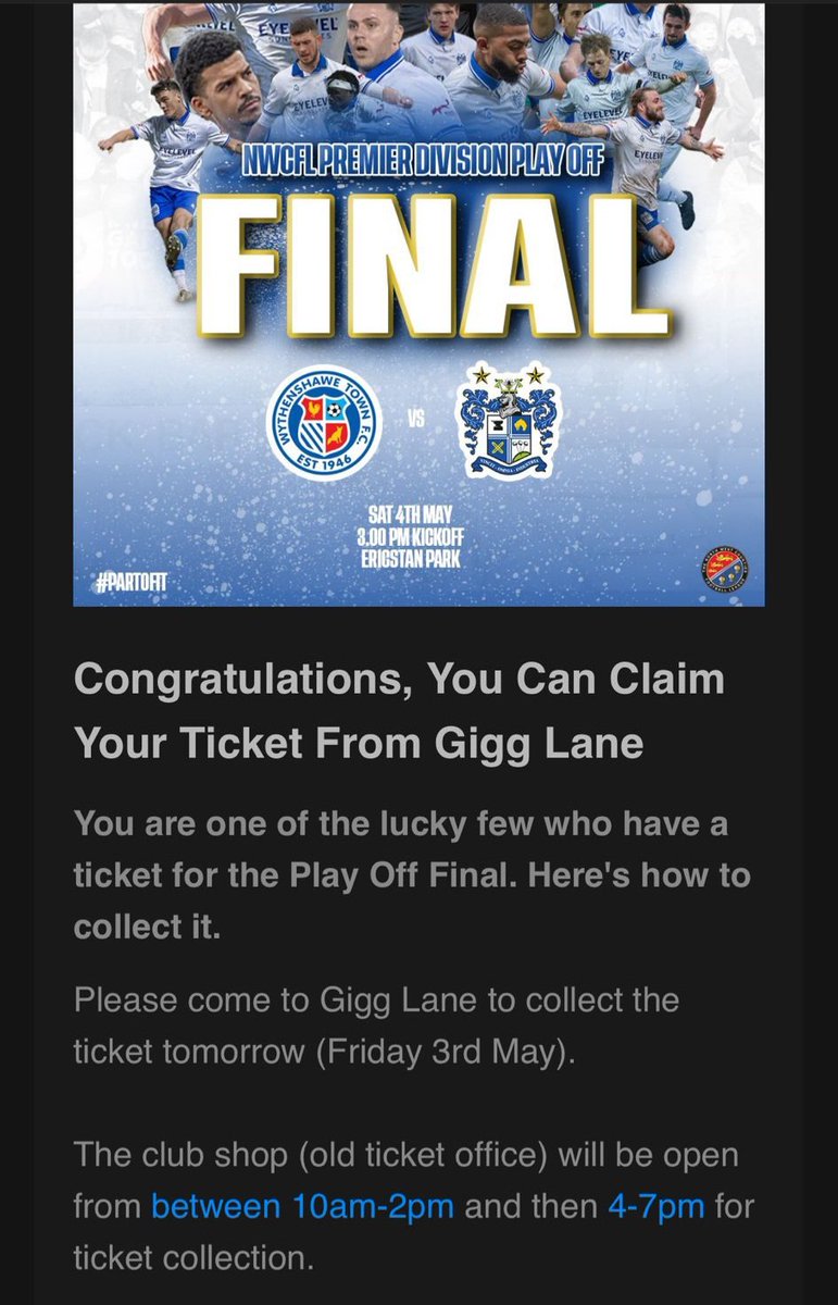 Get in - I've always been lucky! 🙂😉😉 #BuryFC #GiggLane #Shakers