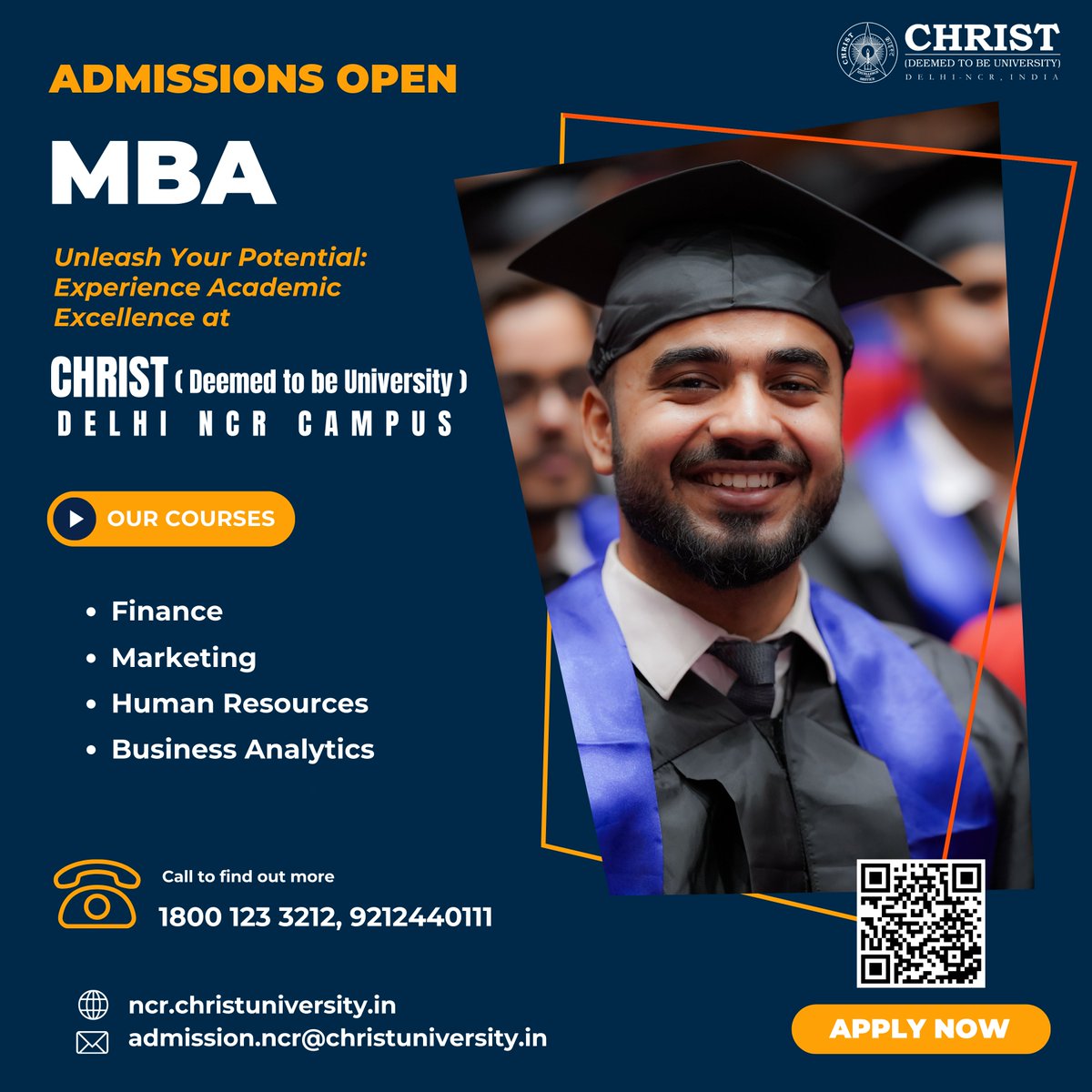 ADMISSIONS OPEN FOR MBA
Discover #CHRIST_NCR, your premier educational destination offering a diverse range of research-focused programs designed to equip you for the challenges of the future. 🏫🌟
Apply Now!: espro.christuniversity.in/Application/