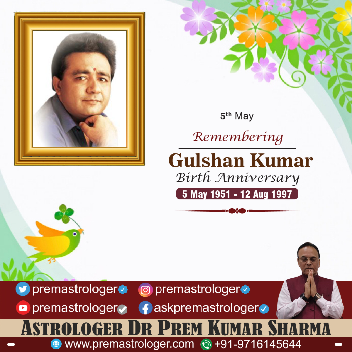 Honoring memory of TSeries’ Gulshan Kumar Ji, whose visionary leadership reshaped the music industry. His unparalleled efforts sparked a musical revolution that continues to resonate. A great soul whose legacy lives on, despite leaving us too soon. 
#BirthAnniversary
#producer
