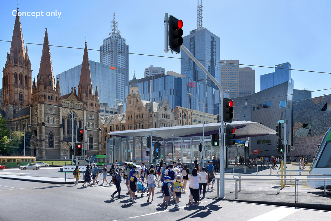 Picture this: future you are crossing Swanston Street. The @metrotunnelvic is open. Town Hall Station is accessible via the @FedSquare entrance. Life’s good.

#MetroTunnel #FedSquare #Melbourne