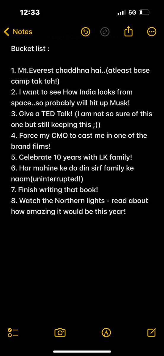 Thoda waqt mila, so I thought of penning down my bucket list!