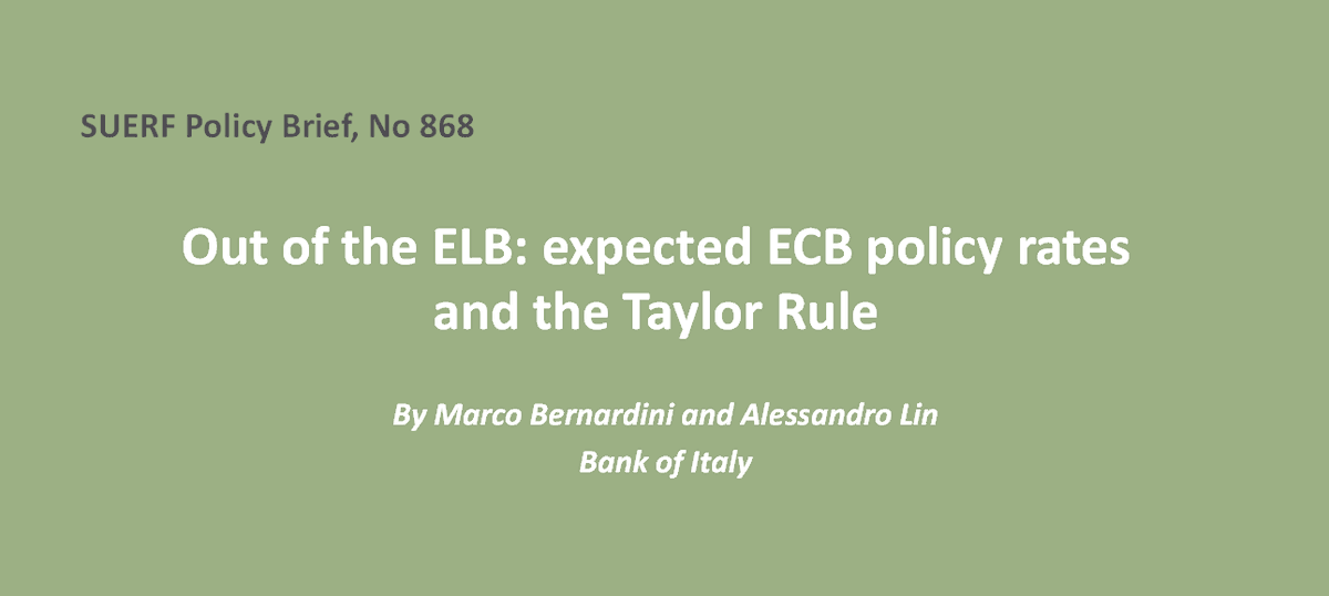 #SUERFpolicybrief “Out of the ELB: expected ECB policy rates and the Taylor Rule” by @mbernaecon & @Lin_Alessandro (@bancaditalia) tinyurl.com/ydpbdr6p

#MonetaryPolicyRules #Expectations #ECB #Survey #EffectiveLowerBound