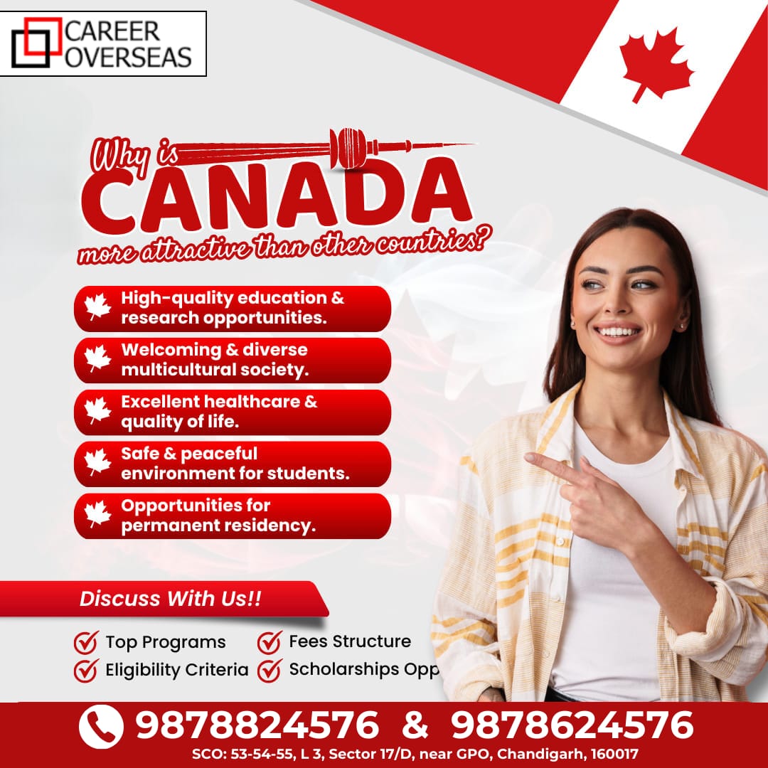 Interested to study abroad, but not sure where to study? Our knowledgeable consolers can help. Visit us to get better advice.
Contact : 9878824576 
#CANADAVisa #CANADAStudyVisa #CANADA #CANADAWorkVisa #immigrationconsultant #StudyVisaConsultant #CareerOverseas