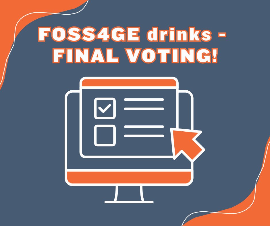 Thanks to everyone who shared geo-related drink names!😄

🏆Now, it's time to vote for the winners! 
Help us choose the best names for our FOSS4GE geo-branded cocktails by taking this quick survey👉forms.office.com/e/3XZ8HaFVtj
#FOSS4GE2024 #FOSS4GE #FOSS4G