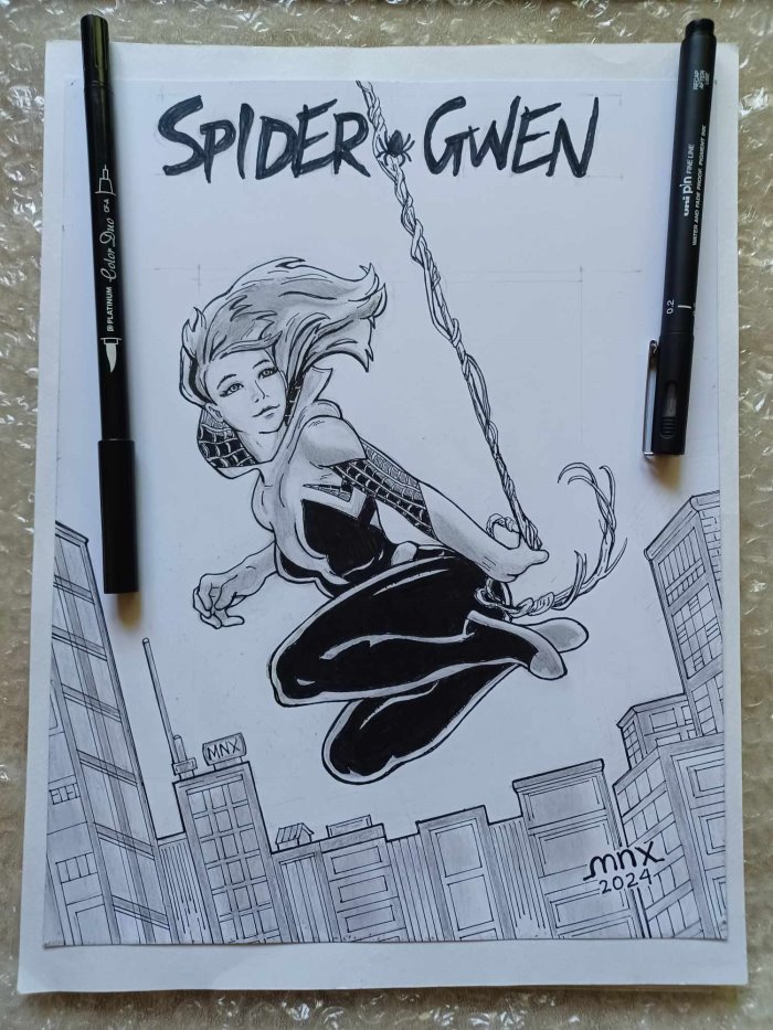 My hand-drawn art of Gwen Stacy aka the Ghost Spider. :)
REF: Kris Anka CA variant
#ColorblindArtist #GwenStacy #SpiderGwen #GhostSpider #Spiderman #Sketch #TradArt #FanArt #MarvelComics #ArtPH #MNX #MnxArt
