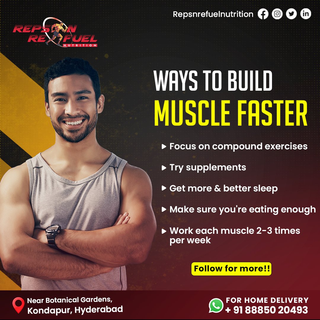 Build muscle faster with compound exercises, quality sleep, and proper nutrition. Work each muscle group 2-3 times weekly for optimal gains. Follow for more tips!

 #musclebuilding #fitnessjourney #strengthtraining #gains #compoundexercises #supplements #qualitysleep #nutrition