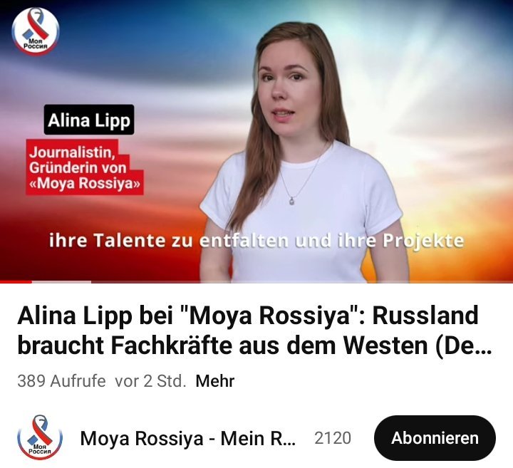 Alina Lipp ruft die Deutschen zu einer Auswanderung nach Russland auf.  Wer Diktatur, Angriffskriege und Militarismus gut findet hat dort seinen Platz.