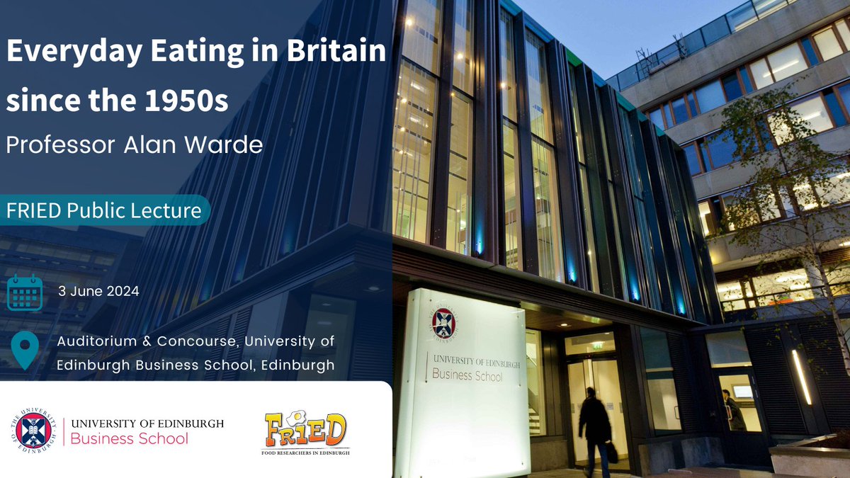 You're invited to attend the annual FRIED (Food Researchers in Edinburgh) Public Lecture on 3 June from 6-8pm. Join us for this insightful lecture on Britain’s ever-changing culinary landscape – drinks & canapés will be served afterwards. 🔗Register now: edin.ac/3xXgEtM