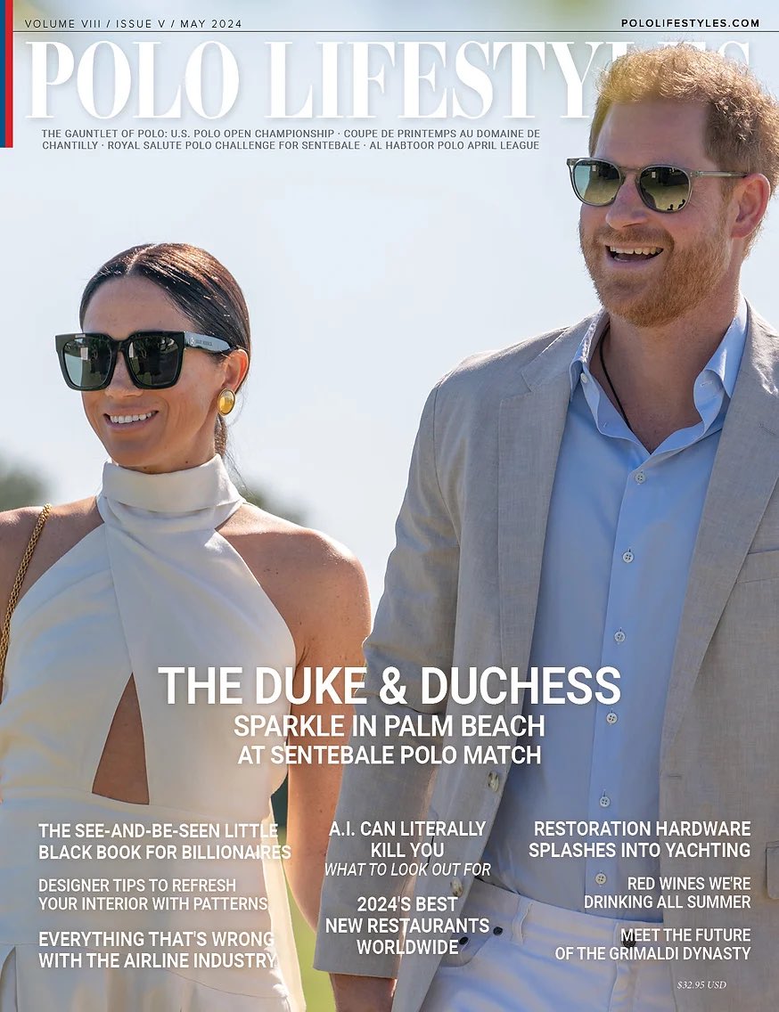 Polo Lifestyle magazine cover page✨️ The Duke and Duchess of Sussex sparkle in Palm Beach at Sentebale match💫✨️🏇