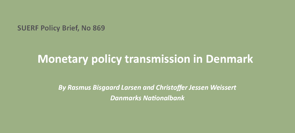 #SUERFpolicybrief “Monetary policy transmission in Denmark” by Rasmus Bisgaard Larsen & Christoffer Jessen Weissert (@nationalbanken) tinyurl.com/5de7cr7h #MonetaryPolicy #FixedExchangeRatePolicy #Denmark