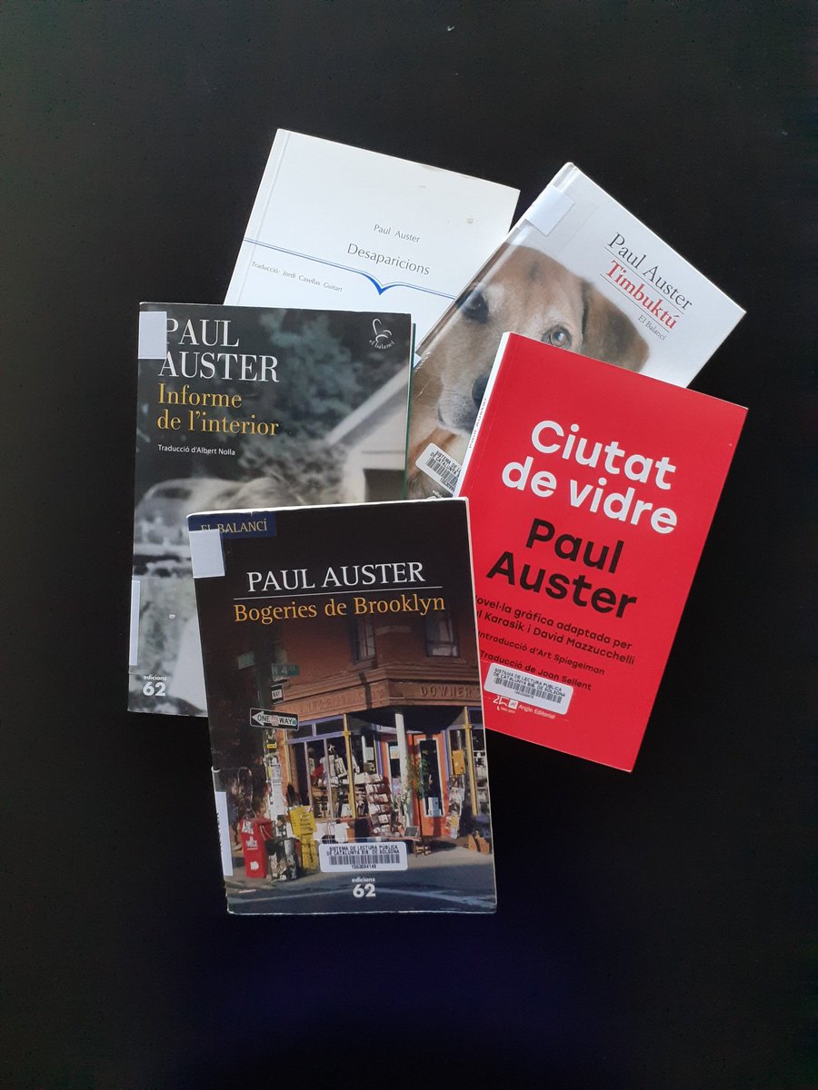 EPD Paul Auster Si el voleu rellegir, ara mateix, a la @BiblioSolsona hi trobareu disponibles aquests llibres. Però recordeu que podeu demanar més llibres a totes les #bibliotequescat i també accedir al carrusel que ha preparat la #BiblioDigital 👇 #Solsona #Solsonès