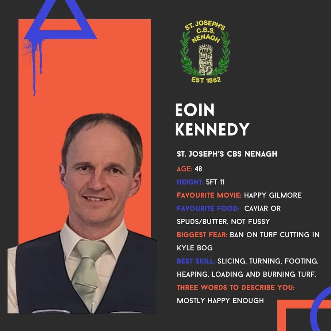 Best of luck to Eoin Kennedy playing in Kilruane @MacDonaghsGAA Club Quid Games on behalf of St. Joseph's @CBSNenagh Dad to twin 3rd year boys. Quid Games in Abbey Court Hotel on Friday 10th of May @7pm Help Eoin secure a Golden Ticket by donating: clubspotevents.com/kilruanegaa/eo…