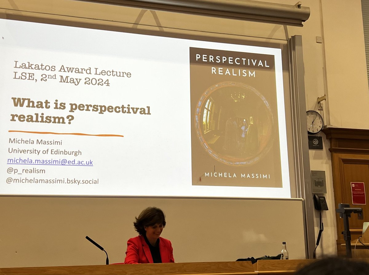Wonderful lecture by Michela Massimi @p_realism for the super well-deserved #LakatosAward at @LSEPhilosophy. Perspectival realism is a powerful philosophical tool, extending beyond epistemology and allowing us to see how wonderfully human and diverse scientific research is! 💫