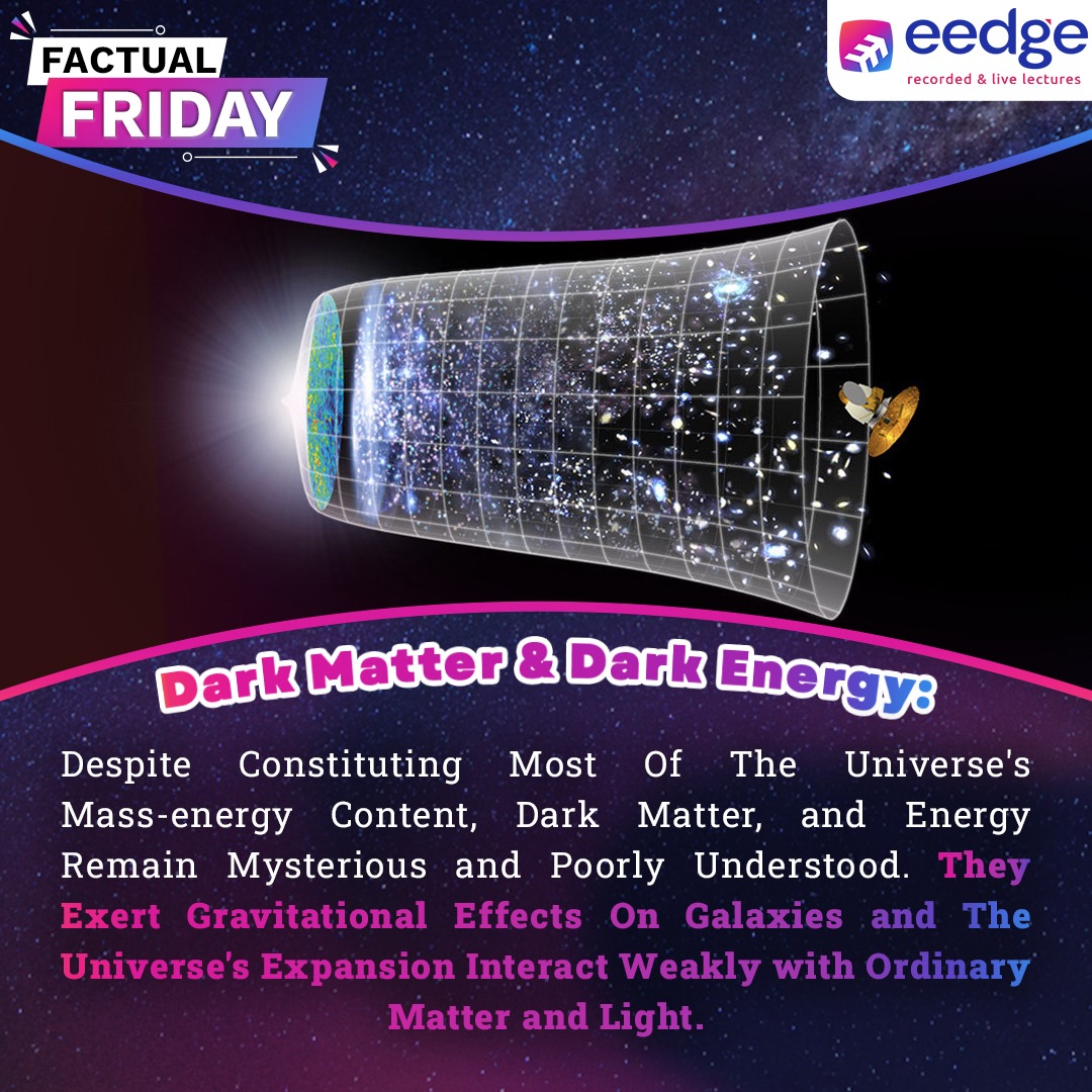 Delve into the mysteries of these elusive entities and their profound influence on galactic dynamics and cosmic expansion.

#eedge #DarkMatter #DarkEnergy #CosmicMysteries #ConceptualLearning #JEEMains #NEET #JEE #competitiveexam #signupnow #signupforfree #onlinecourses #edutech
