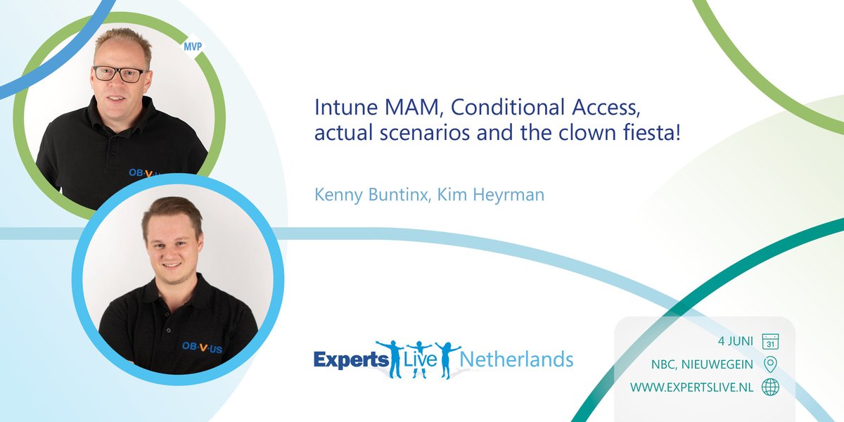 🚀 Excited voor #ExpertsLiveNL! Kenny Buntinx (@KennyBuntinx) & Kim Heyrman (@kimmiez_h) zullen Intune MAM, Conditional Access & meer onthullen op 4 juni @ NBC, Nieuwegein. Wees erbij! 🔍👩‍💻 #TechTalks
