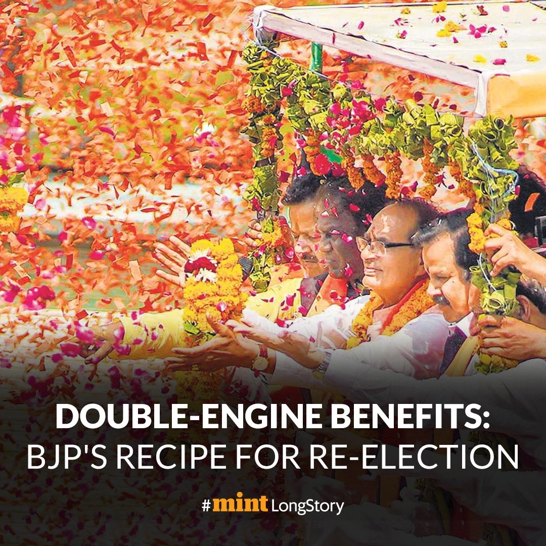 #MintLongStory | When #BJP stormed back to power in the 2019 elections, surpassing all expectations and winning 303 of the 543 seats, #NarendraModi’s strong welfare platform was widely credited. But this #LokSabhaElection, it is more about a ‘double-engine’ benefit. We tell you…
