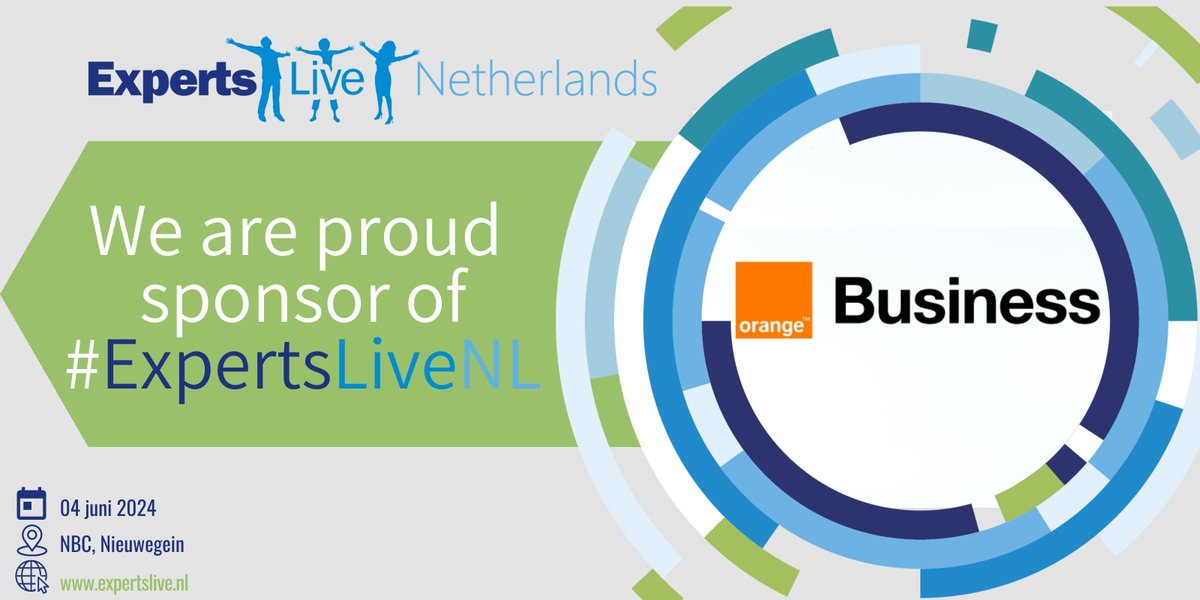 🚀 Trots om aan te kondigen dat Orange Business (@orangebusiness) #ExpertsLiveNL sponsor! 🎉 Kom op 4 juni bij NBC Nieuwegein voor het nieuwste op het gebied van technologie en innovatie. Zie je daar! ➡️ Details: expertslive.nl #TechConferentie #Innovatie