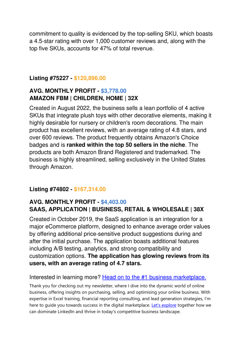 Want to know more? 
Head on to the #1 curated online business marketplace. empireflippers.com/?referrer=ZEXZ…
Thank you for checking out my newsletter, where I dive into the dynamic world of online business, offering insights on purchasing, selling, and optimising your online business.