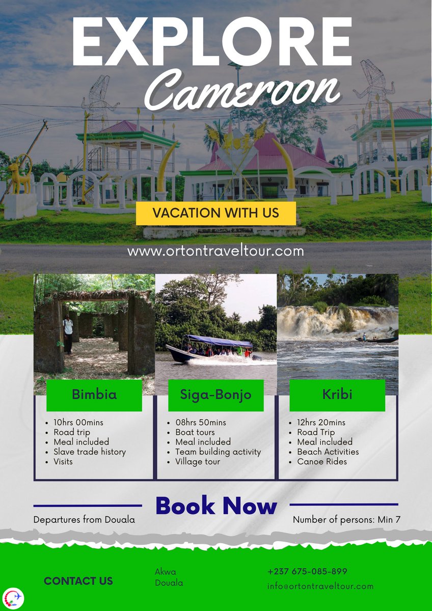 Repeating visits to same destinations? Get a different experience with your excursion partners. Join us explore #Cameroon differently in our activity friendly excursions.
#leisuretravel #travel #onedaytrip #excursion #activity #teambuilding #sports #kidfriendly #domestictravel