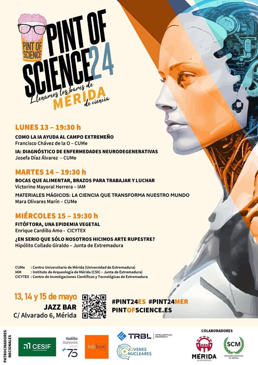 Pint of Science 2024. Llenamos los bares de Mérida de ciencia🍺⚛️ ✅Una forma distendida para acercarnos a la ciencia 👨‍🔬Con la participación del investigador de @CICYTEX Enrique Cardillo y su charla “Fitóftora, una epidemia vegetal” 😊Anímate y ven cicytex.juntaex.es/-/pint-of-scie…