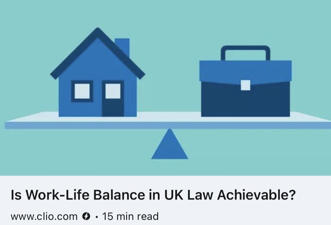 #MentalHealthAwarenessMonth: 86% of solicitors work outside typical hours, 73% on weekends. With 68% of clients wanting after-hours communication, is work-life balance possible? This @goclio blog shares strategies for harmony between professional demands & well-being 👇