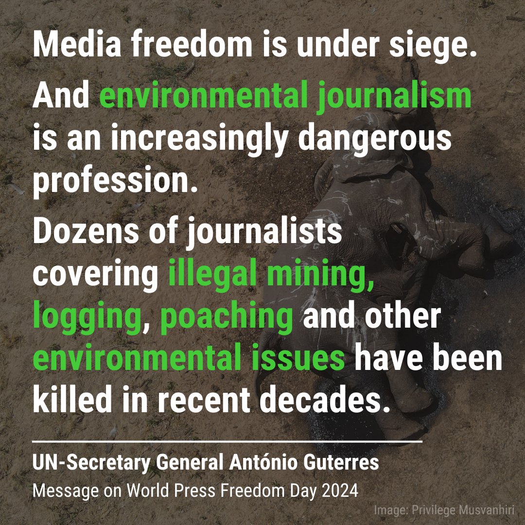 Around the world journalists play a key role reporting on the causes, impacts and injustices of the global environmental crisis. 

On #WordPressFreedomDay, UN-Chief António Guterres calls on all to commit to safeguarding journalists and a free press - unis.unvienna.org/unis/en/pressr…