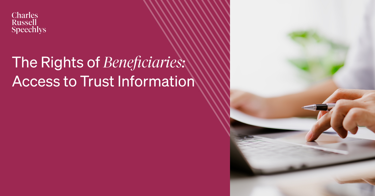 One of the most common topics of communication between trustees and beneficiaries concerns the provision of trust information. We highlight key takeaways for trustees including dealing with beneficiary requests for information: crs.law/EWpz50RuRiw #beneficiaries #trustees