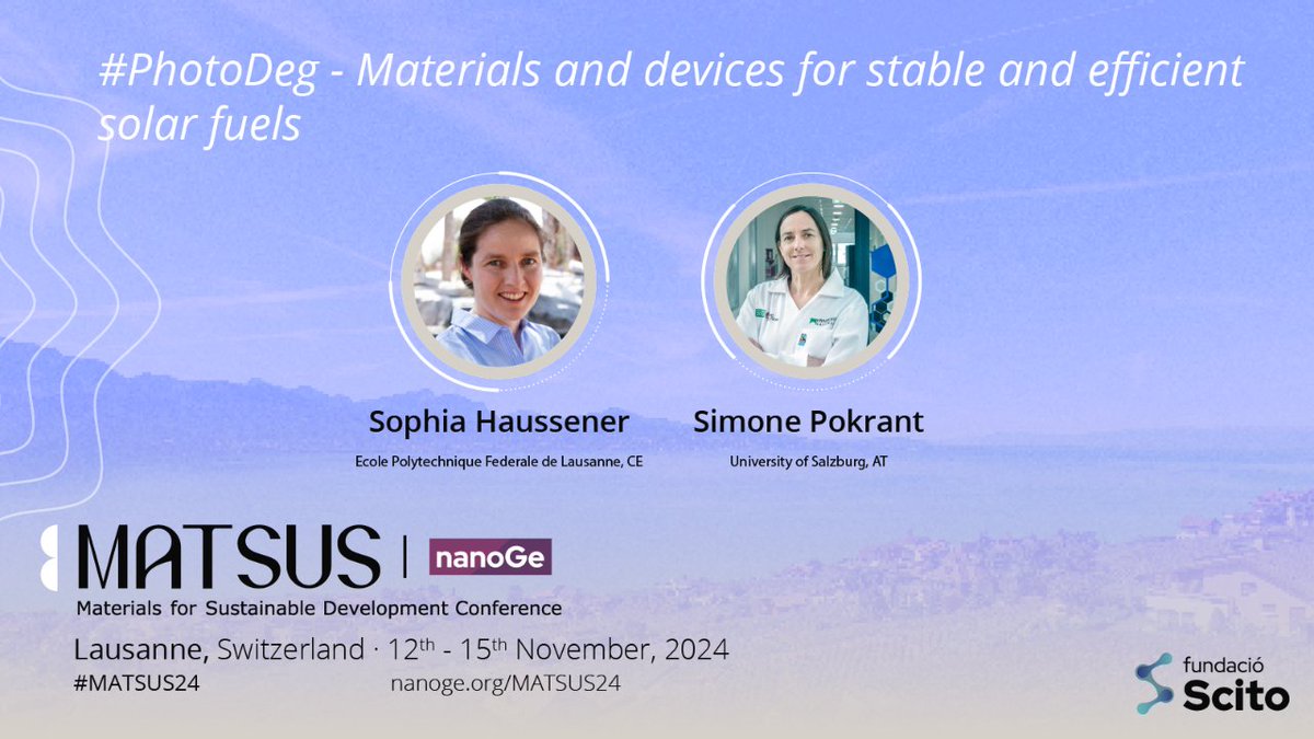 🟣Explore progress in #photoelectrochemical #water and #CO2R splitting with a focus on degradation, longevity, stability, reliability and materials used at #MATSUS24 @nanoGe_Conf 📍Lausanne,Switzerland 🗓️12th-15th November 2024 🔗Submit an oral abstract:nanoge.org/MATSUSFall24/h…