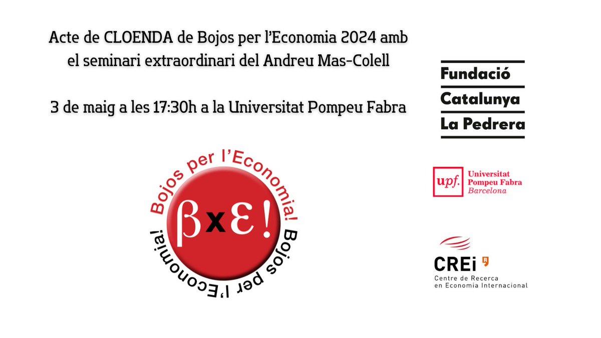 Avui divendres 3 de maig, Acte de CLOENDA de Bojos per l'Economia. @iCERCA @BojosLa