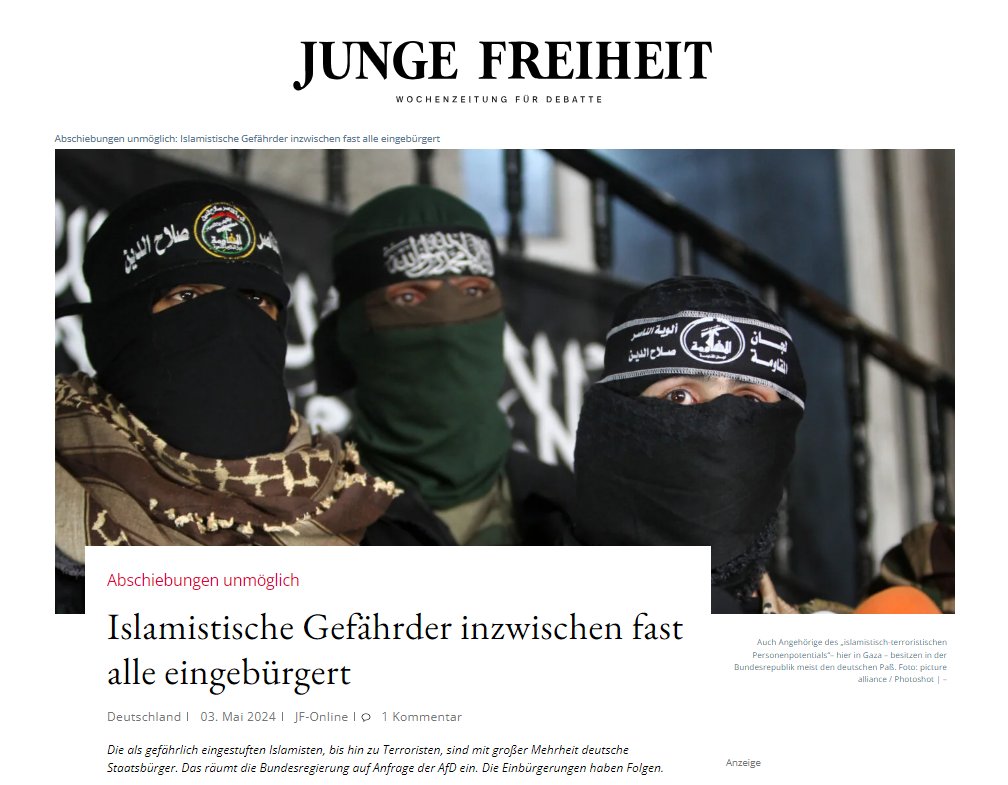 ERSCHRECKEND! Von den 480 Gefährdern im Phänomenbereich „religiöse Ideologie“ besitzen 342 die deutsche oder eine doppelte Staatsbürgerschaft. Das entspricht 71,3 Prozent. Fundamentalistische Muslime, die uns und und unser Leben hassen, wurden einfach eingebürgert.…