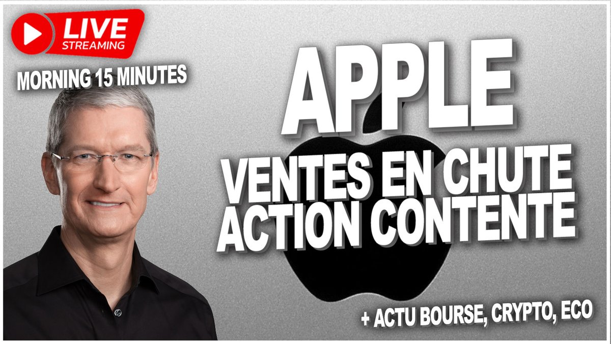 🥐 3 mai -Apple Ventes en chute, Action en hausse ! + autres actualités ! Live 🥐
▶️ 15 minutes à 10h
youtube.com/watch?v=BAKBLf…

#apple #bourse #bitcoin #crypto