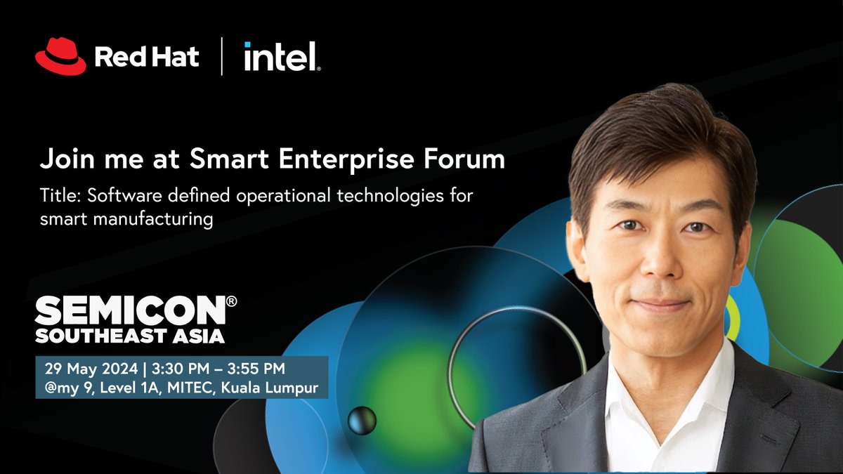 Join us for a live session with Dr. Yoichi Matsumoto, Industry 4.0 Evangelist & Sales Lead – Japan/APAC at Red Hat, as he delves into 'Software Defined Operational Technologies for Smart Manufacturing'! Register for this insightful session today: bit.ly/3whwLBV