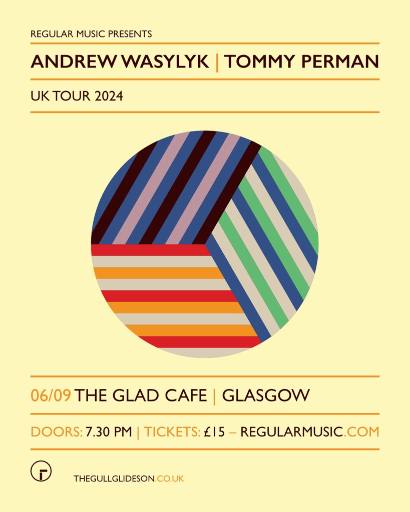 Thanks a million to everyone who’ll be joining Tommy and I @thegladcafe 6th Sept. Over half the tickets are now gone. 🙏😭 Remaining 🎟s ➡️ gigantic.com/andrew-wasylyk…