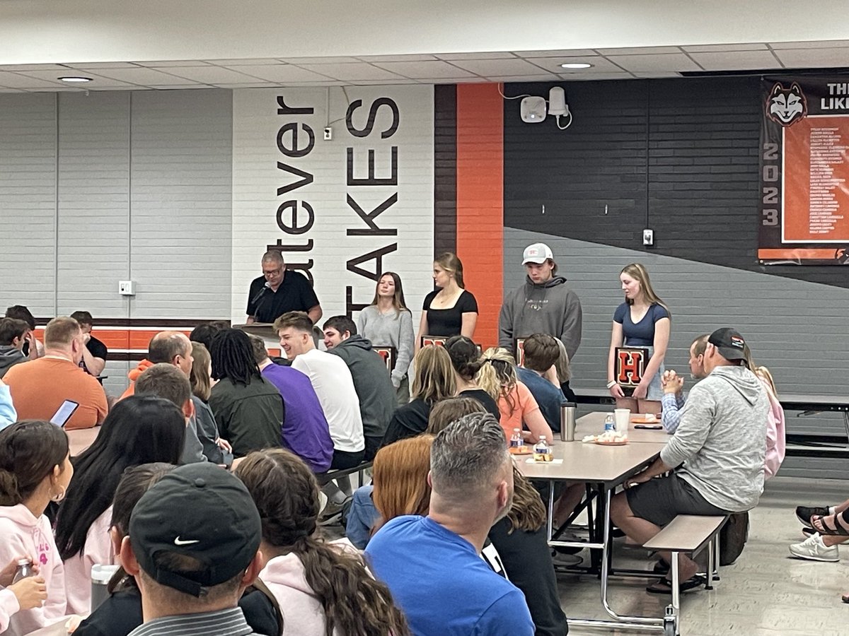 Celebrating our senior athletes! A special thank you to our 4 athletes who committed themselves to be 12 season athletes! You are a part of the history made in Hersey athletics!